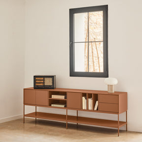 Mobile TV 3 ante 2 cassetti con gambe in metallo Platt 220x74 cm