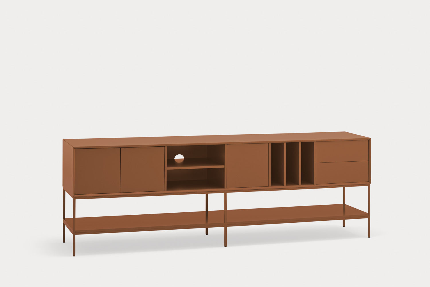 Mobile TV 3 ante 2 cassetti con gambe in metallo Platt 220x74 cm