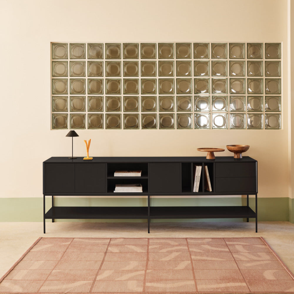 Mobile TV 3 ante 2 cassetti con gambe in metallo Platt 220x74 cm