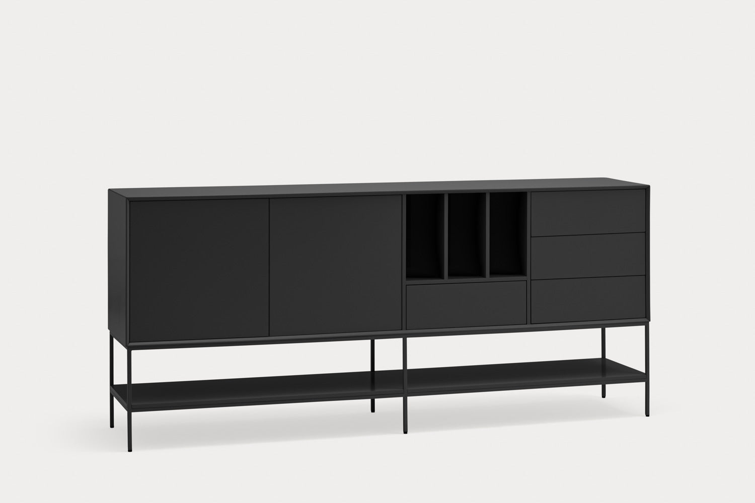 Madia 2 ante 4 cassetti con gambe in metallo Platt 220x98 cm