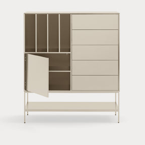 Credenza 1 anta 5 cassetti con gambe in metallo Platt 120x140 cm