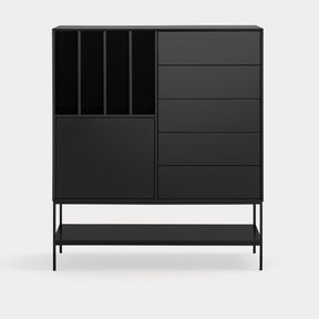 Credenza 1 anta 5 cassetti con gambe in metallo Platt 120x140 cm