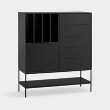Credenza 1 anta 5 cassetti con gambe in metallo Platt 120x140 cm