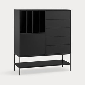 Credenza 1 anta 5 cassetti con gambe in metallo Platt 120x140 cm