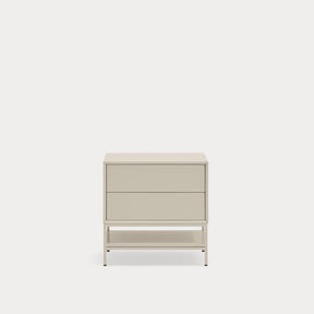 Comodino 2 cassetti con gambe in metallo Platt 55x55 cm
