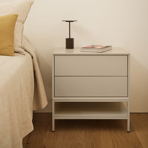 Comodino 2 cassetti con gambe in metallo Platt 55x55 cm