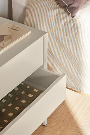 Comodino 2 cassetti con gambe in metallo Platt 55x55 cm