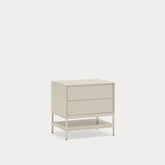 Comodino 2 cassetti con gambe in metallo Platt 55x55 cm