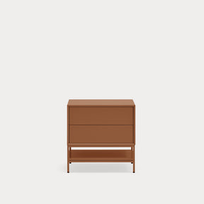 Comodino 2 cassetti con gambe in metallo Platt 55x55 cm