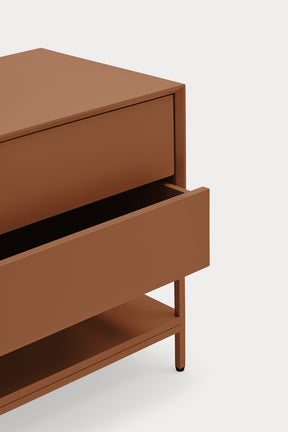 Comodino 2 cassetti con gambe in metallo Platt 55x55 cm