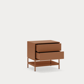 Comodino 2 cassetti con gambe in metallo Platt 55x55 cm