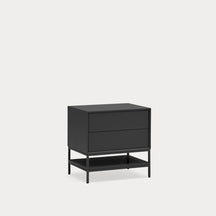 Comodino 2 cassetti con gambe in metallo Platt 55x55 cm