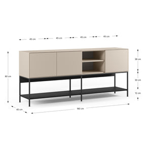 Madia 3 ante con gamba in metallo Emy 180x80 cm