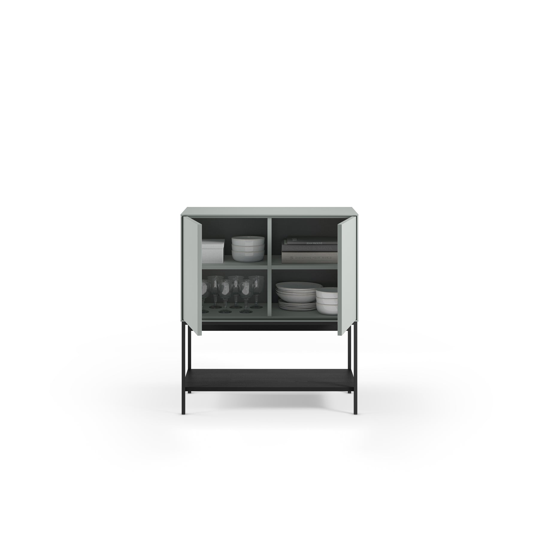 Credenza 2 ante con gamba in metallo Emy 80x90 cm