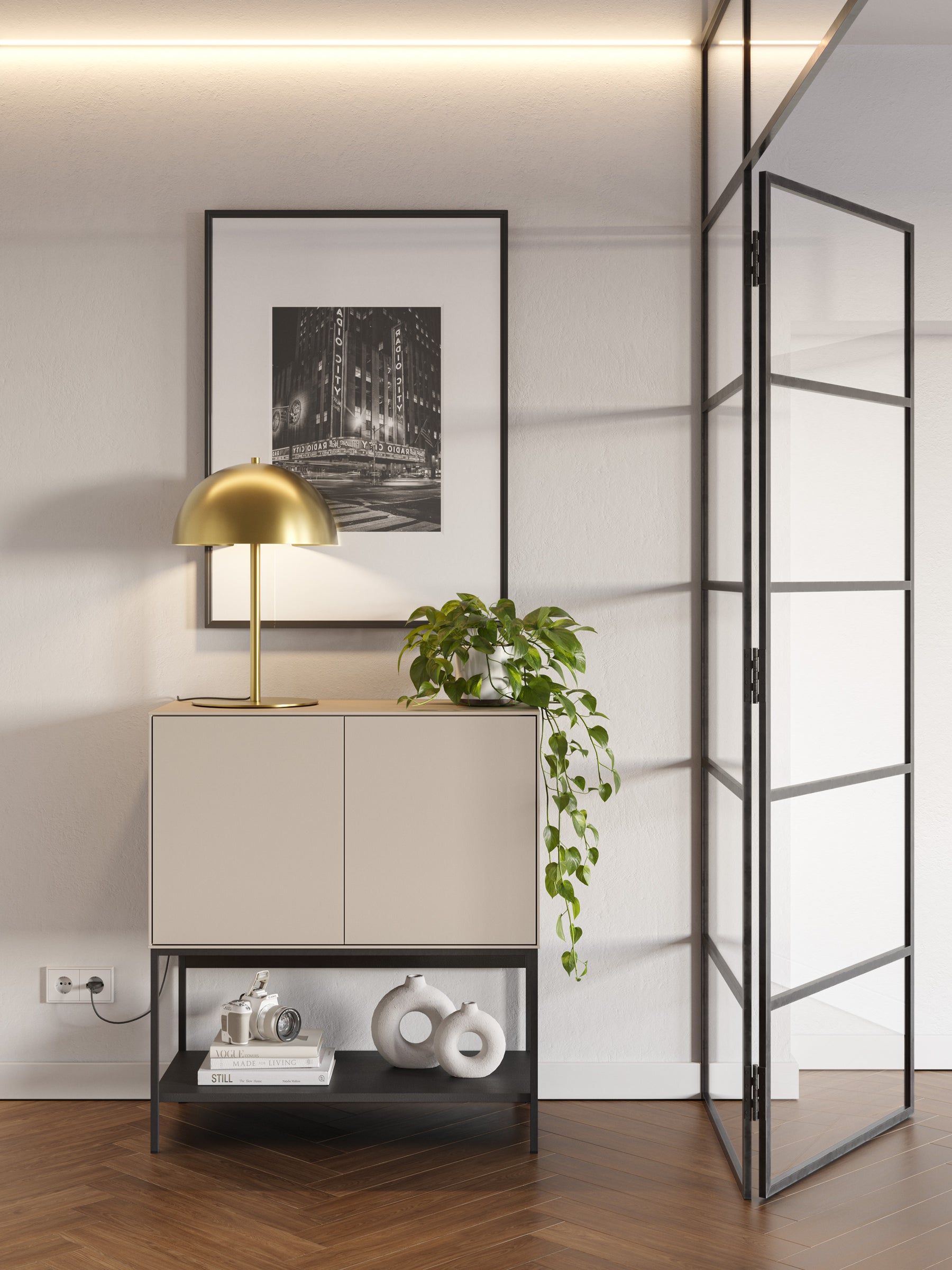 Credenza 2 ante con gamba in metallo Emy 80x90 cm