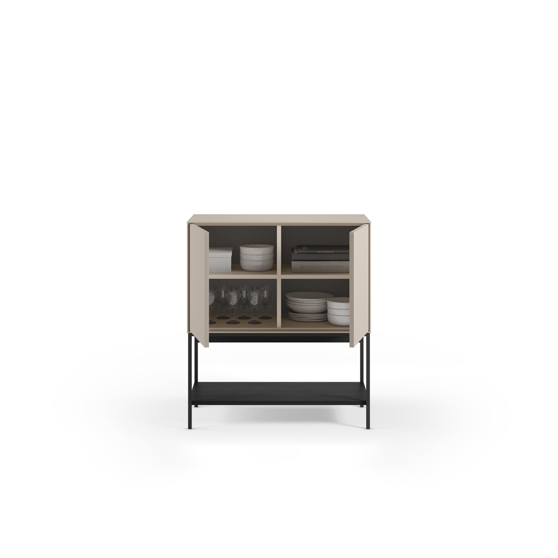 Credenza 2 ante con gamba in metallo Emy 80x90 cm