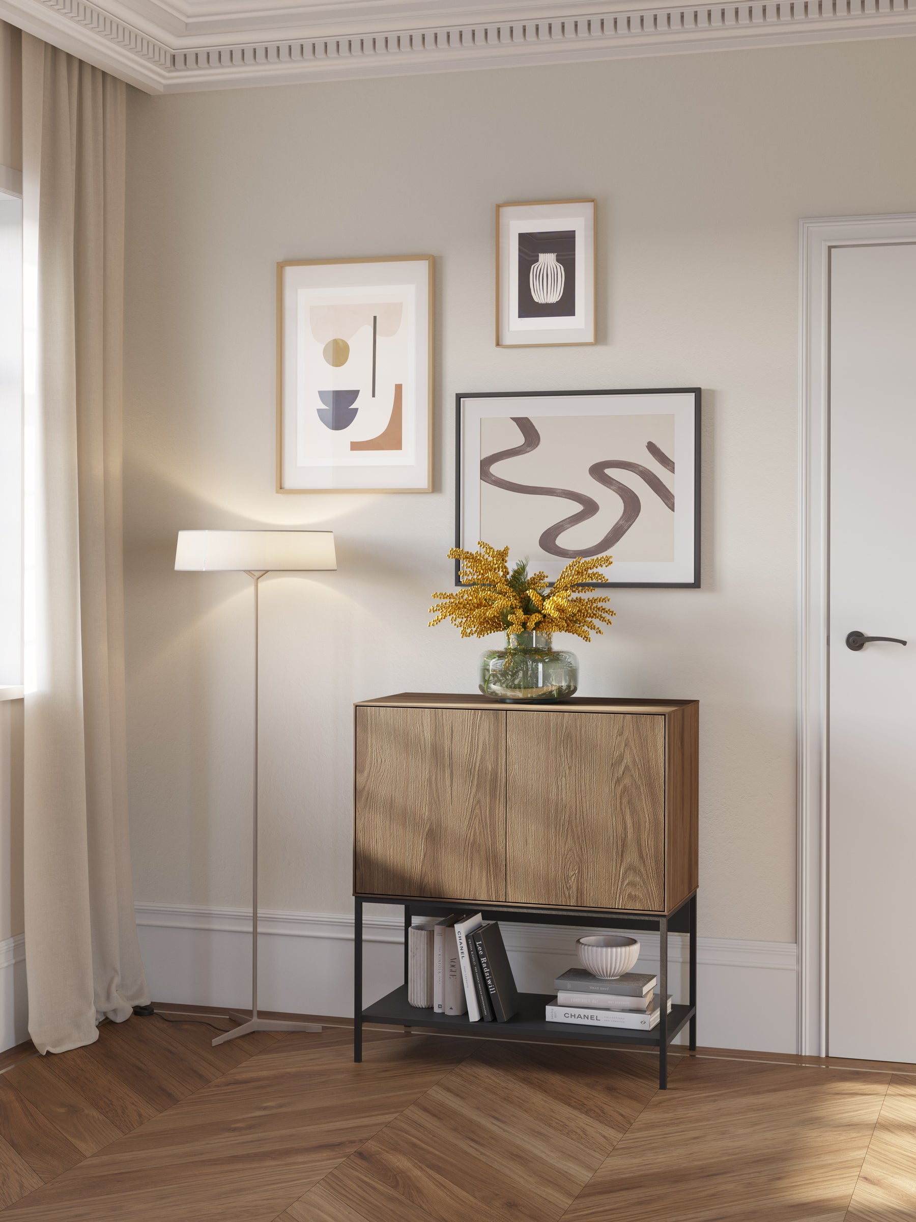 Credenza 2 ante con gamba in metallo Emy 80x90 cm
