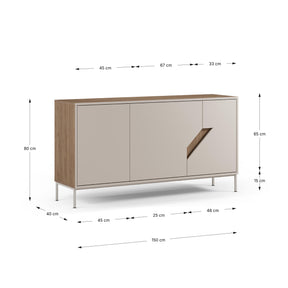 Madia 3 ante crema e rovere Remy 150x80 cm