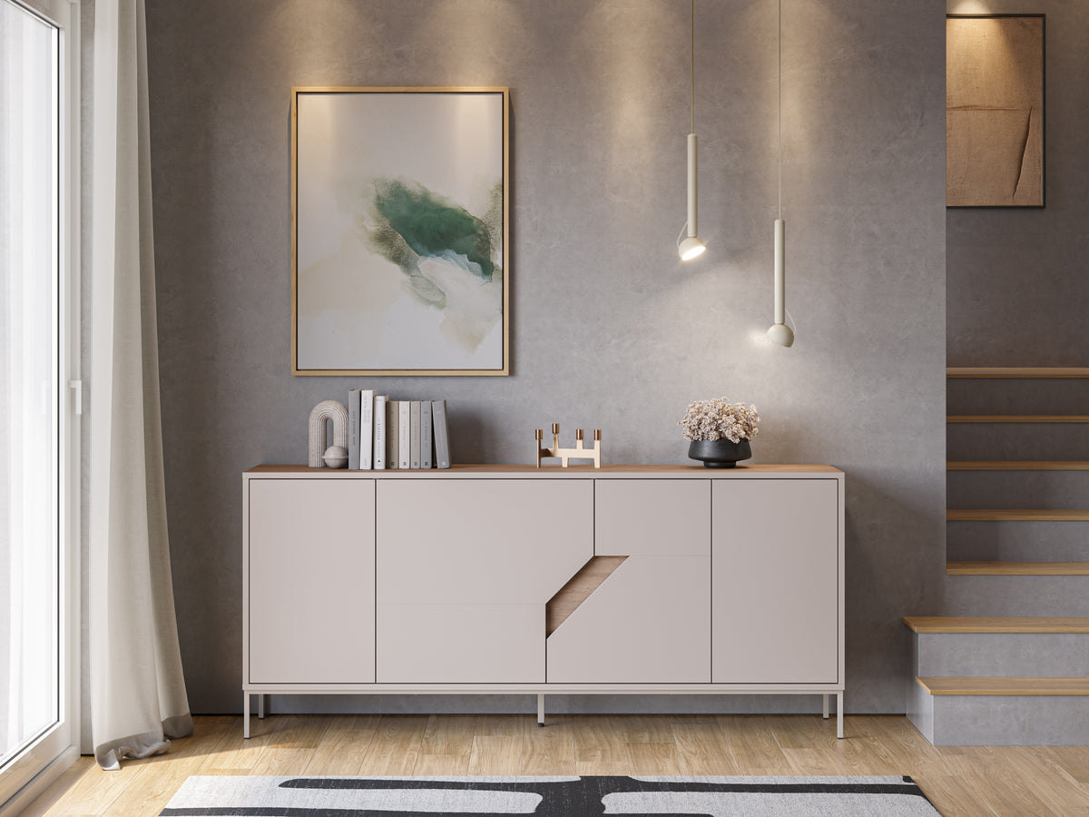 Madia 4 ante crema e rovere Remy 180x80 cm