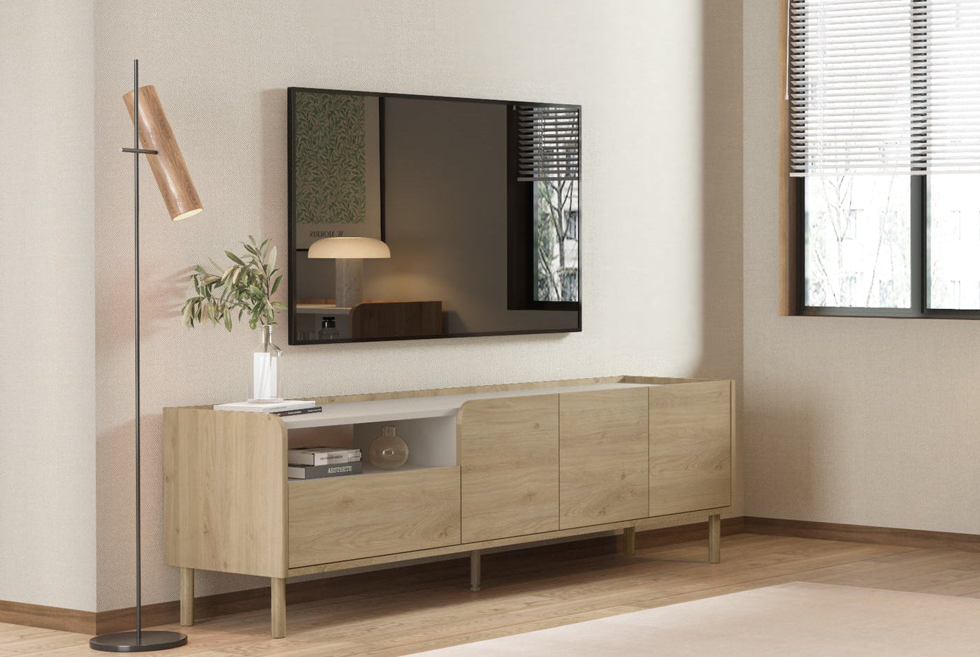 Mobile TV 3 ante 1 cassetto rovere Dara 180x55 cm