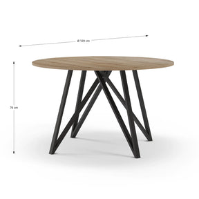 Tavolo tondo per 4/6 persone rovere e nero Brunis 120x75 cm