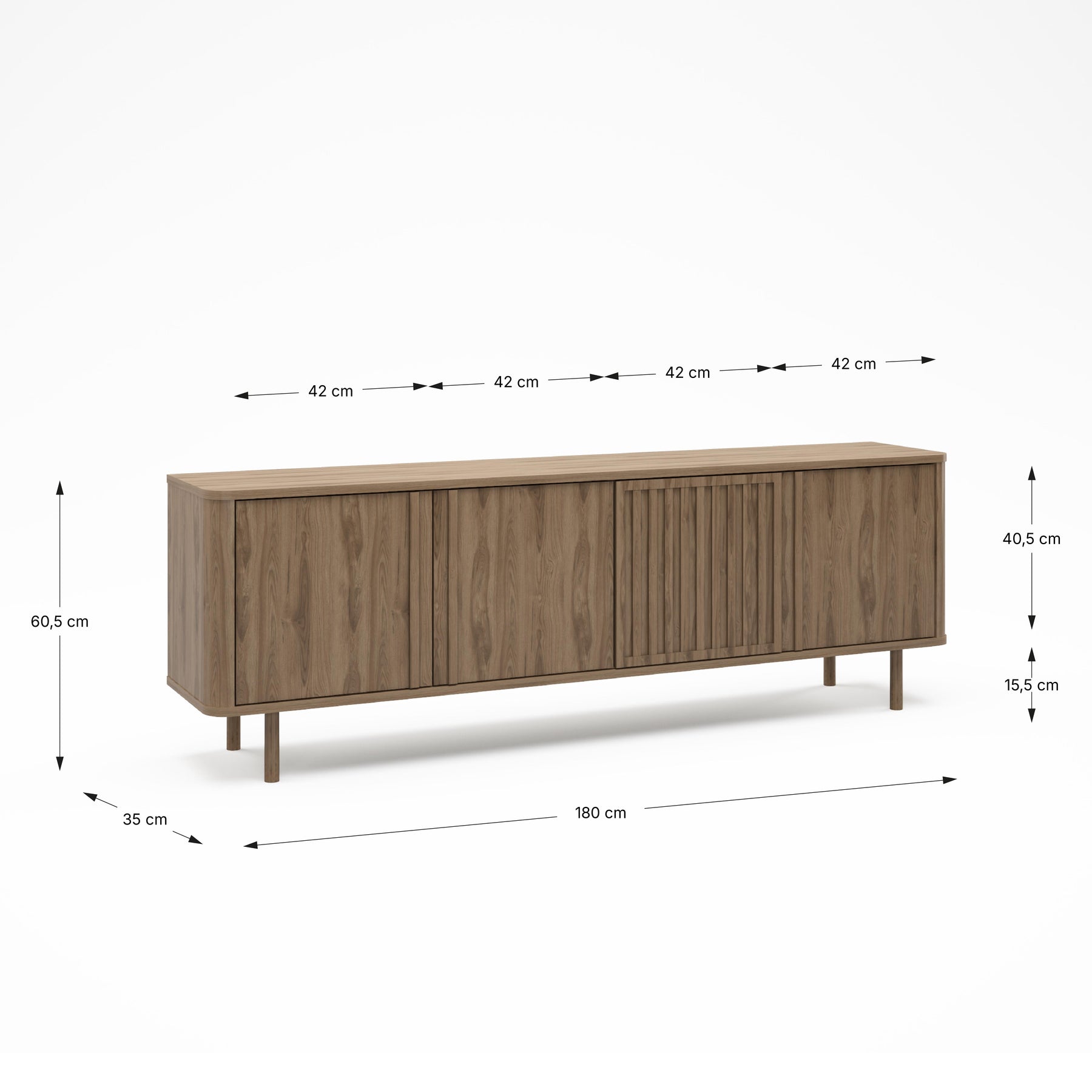 Mobile TV 4 ante rovere Ada 180x60 cm