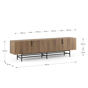 Mobile TV 4 ante con gamba in metallo Elide 200x63 cm