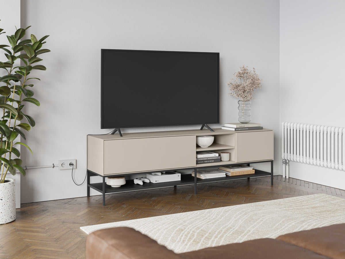 Mobile TV 2 ante con gamba in metallo Emy 180x55 cm