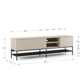 Mobile TV 2 ante con gamba in metallo Emy 180x55 cm