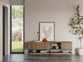 Mobile TV 2 ante con gamba in metallo Emy 180x55 cm