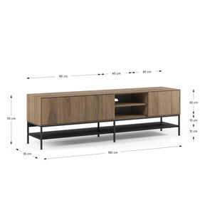 Mobile TV 2 ante con gamba in metallo Emy 180x55 cm