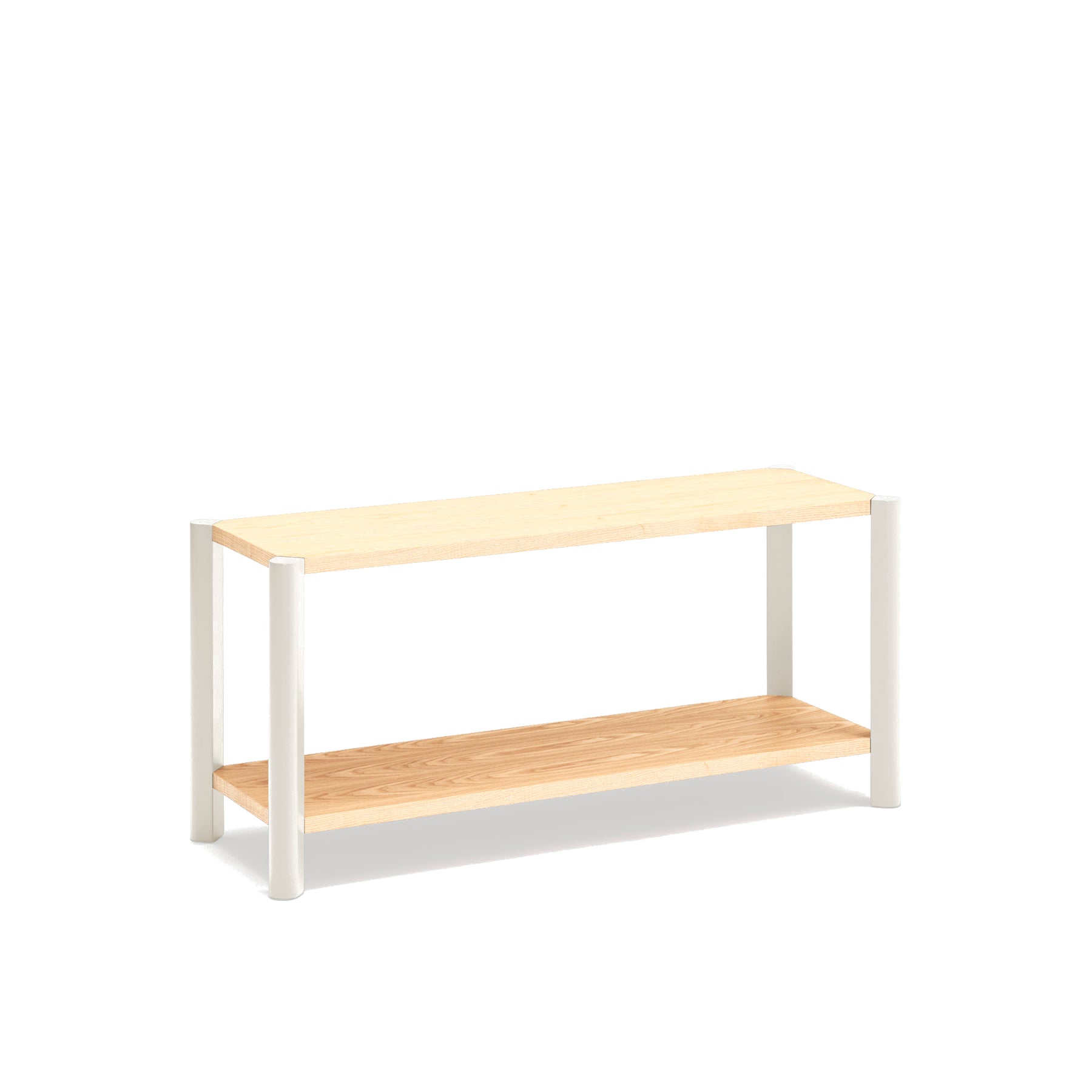 Tavolino 2 ripiani con gambe in legno massello Avina 125x59 cm