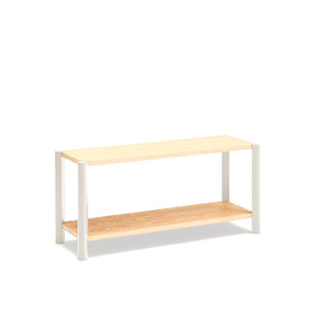 Tavolino 2 ripiani con gambe in legno massello Avina 125x59 cm