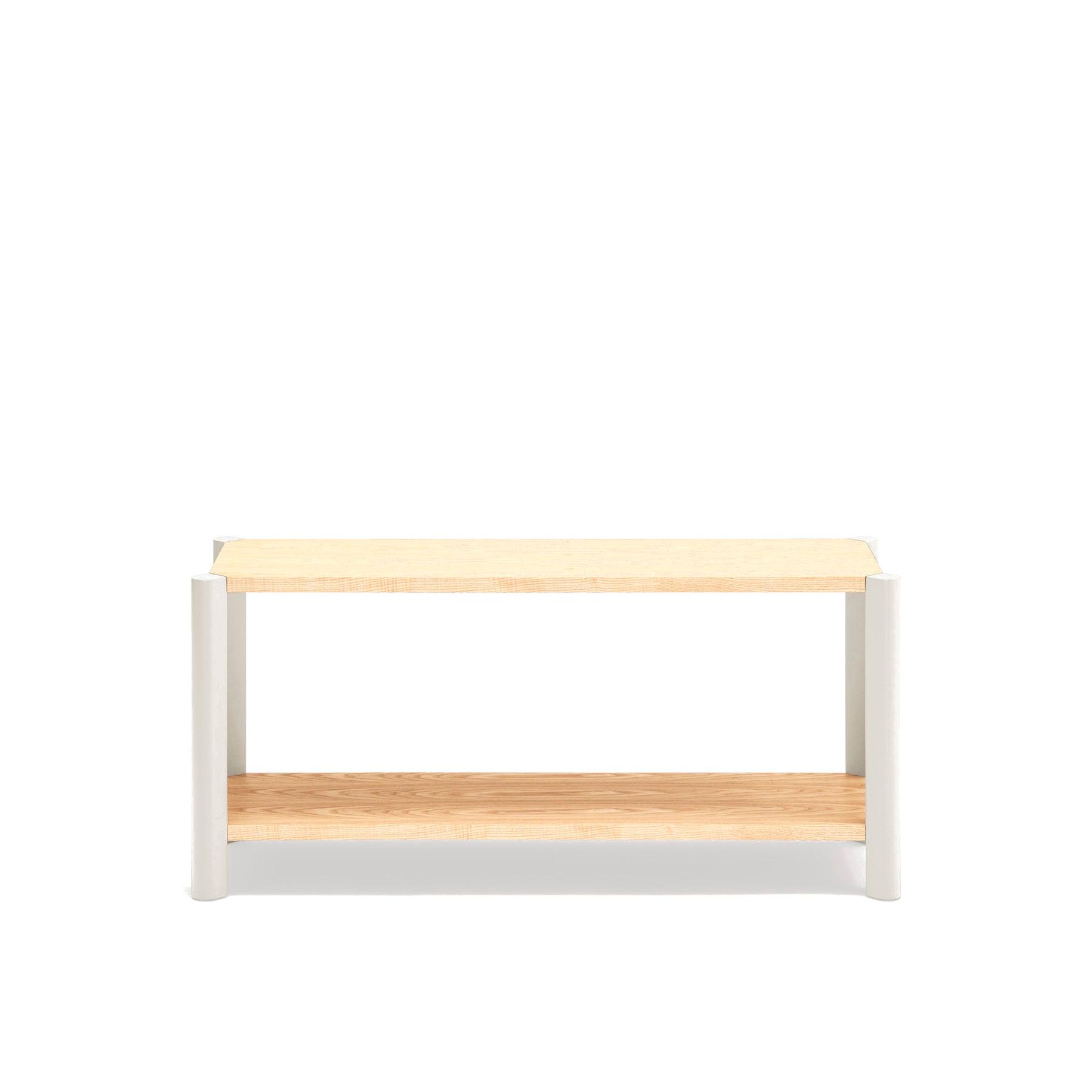 Tavolino 2 ripiani con gambe in legno massello Avina 125x59 cm