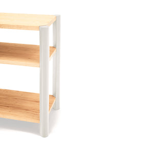 Tavolino 2 ripiani con gambe in legno massello Avina 125x59 cm