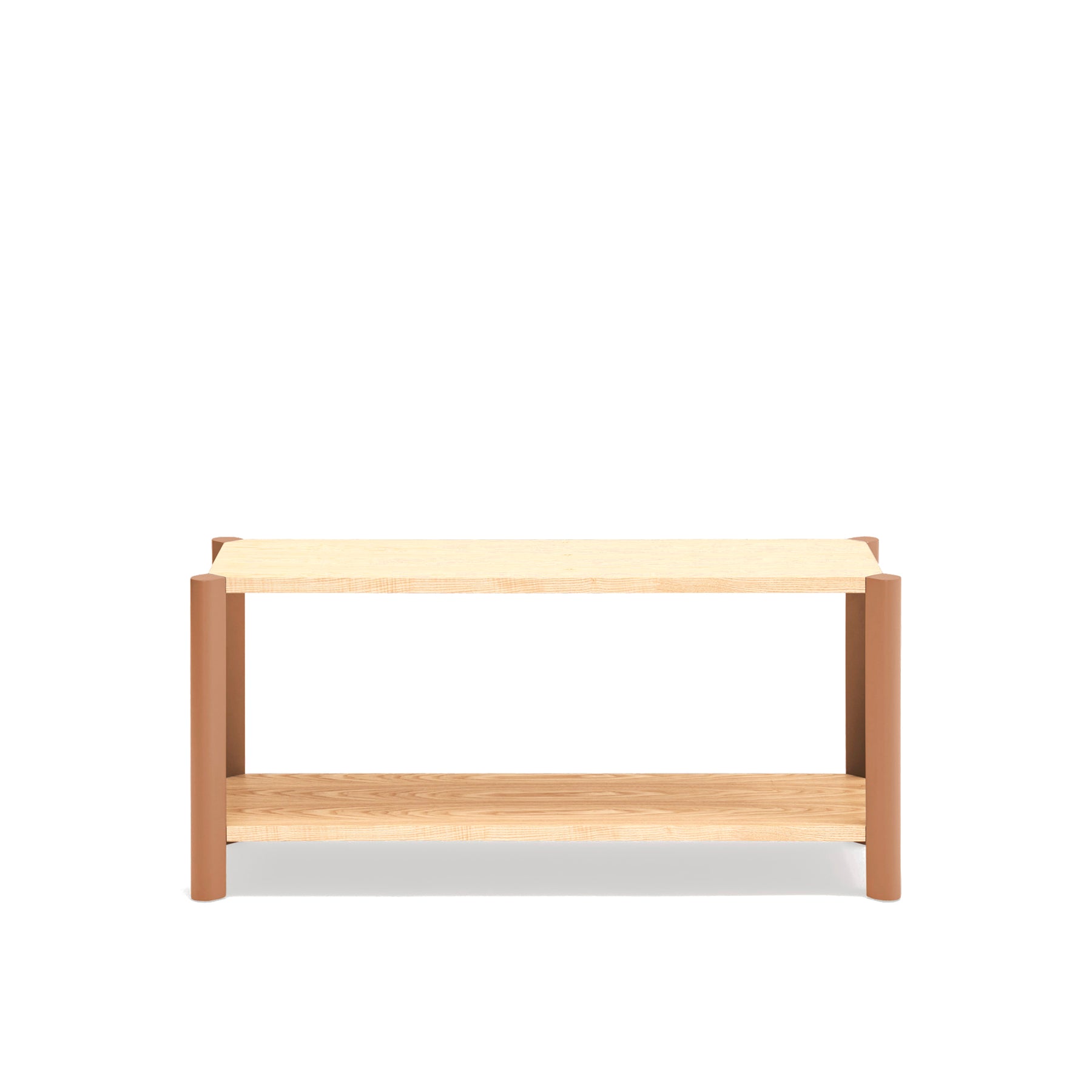 Tavolino 2 ripiani con gambe in legno massello Avina 125x59 cm