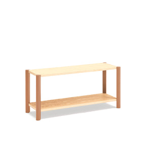 Tavolino 2 ripiani con gambe in legno massello Avina 125x59 cm