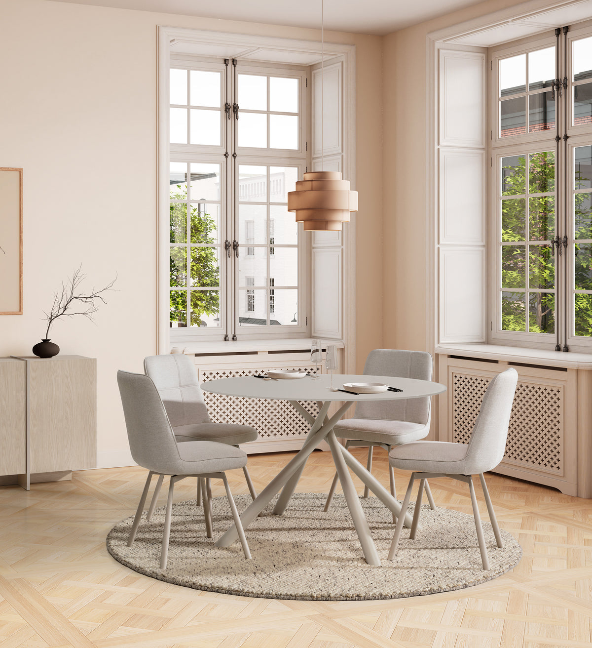 Set di 4 sedie girevoli in tessuto Luxe 46x85 cm