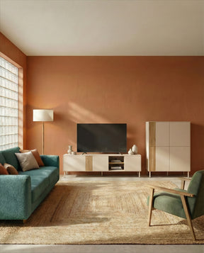 Credenza 4 ante crema/rovere Ryel 90x121 cm