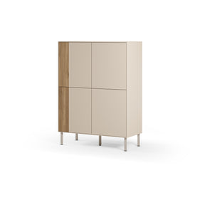 Credenza 4 ante crema/rovere Ryel 90x121 cm