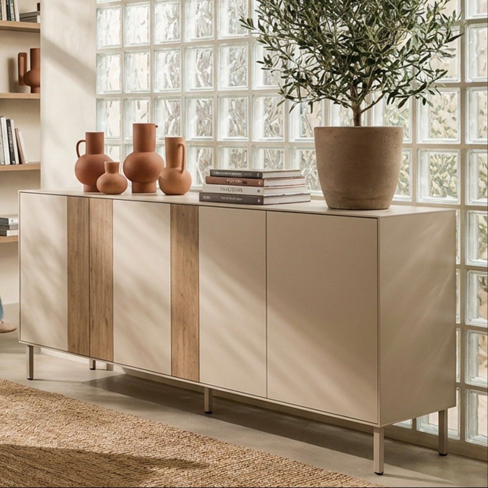 Madia 4 ante crema/rovere Ryel 180x80 cm