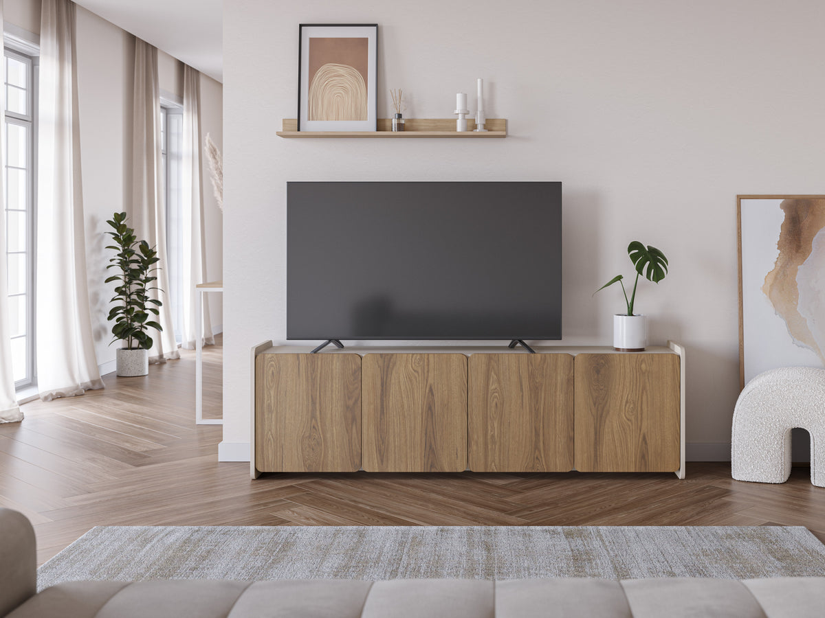 Mobile TV 4 ante crema/rovere Luon 180x55 cm