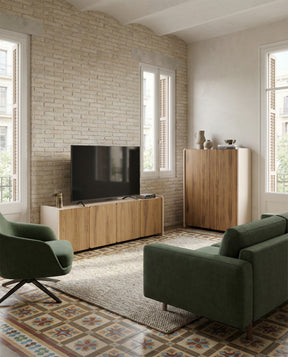Credenza 2 ante crema/rovere Luon 90x125 cm