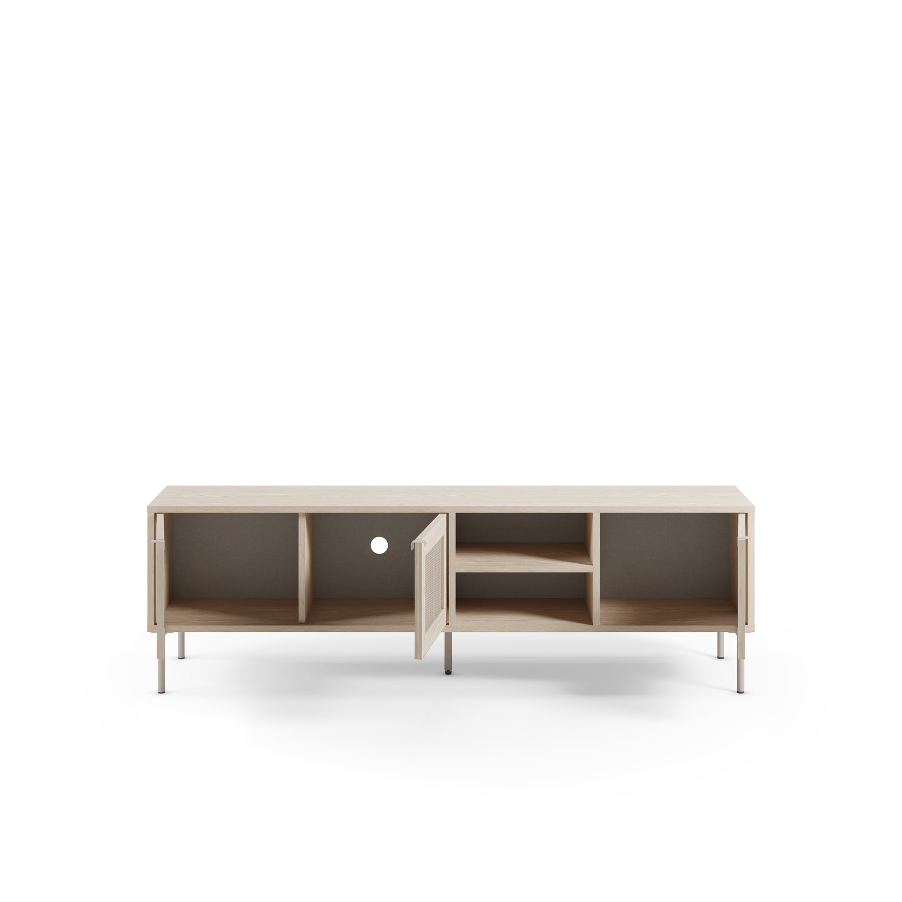 Mobile TV 3 ante rovere con gamba in metallo Hinti 164x50 cm