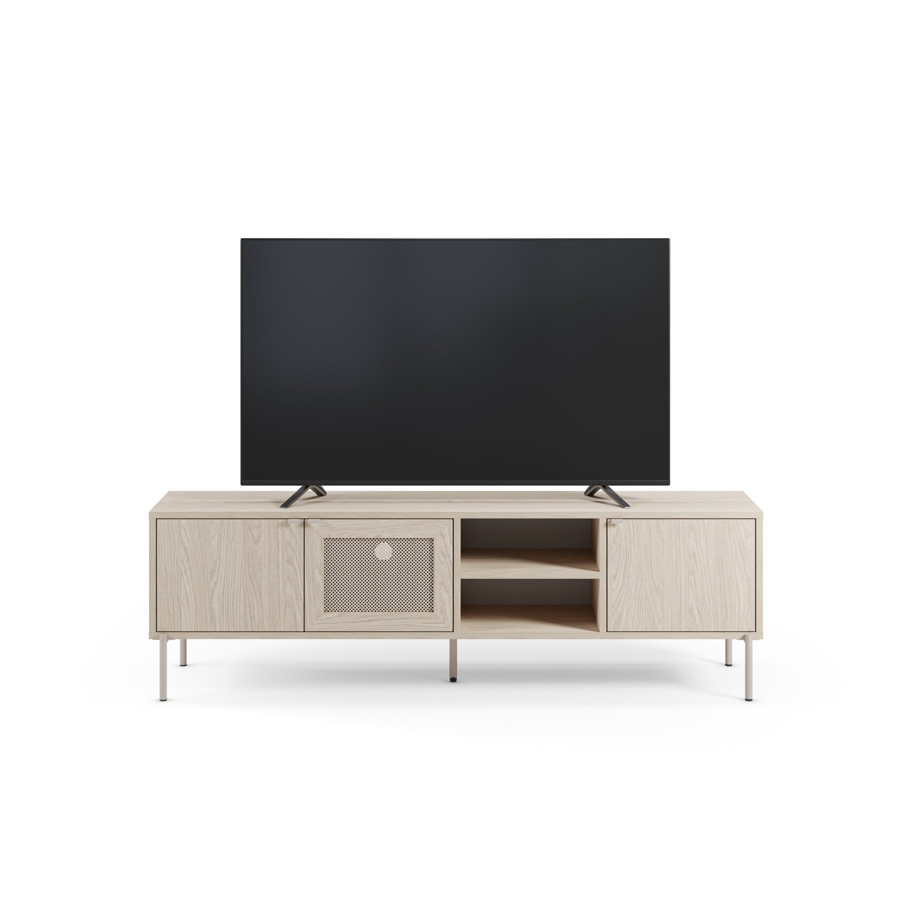 Mobile TV 3 ante rovere con gamba in metallo Hinti 164x50 cm