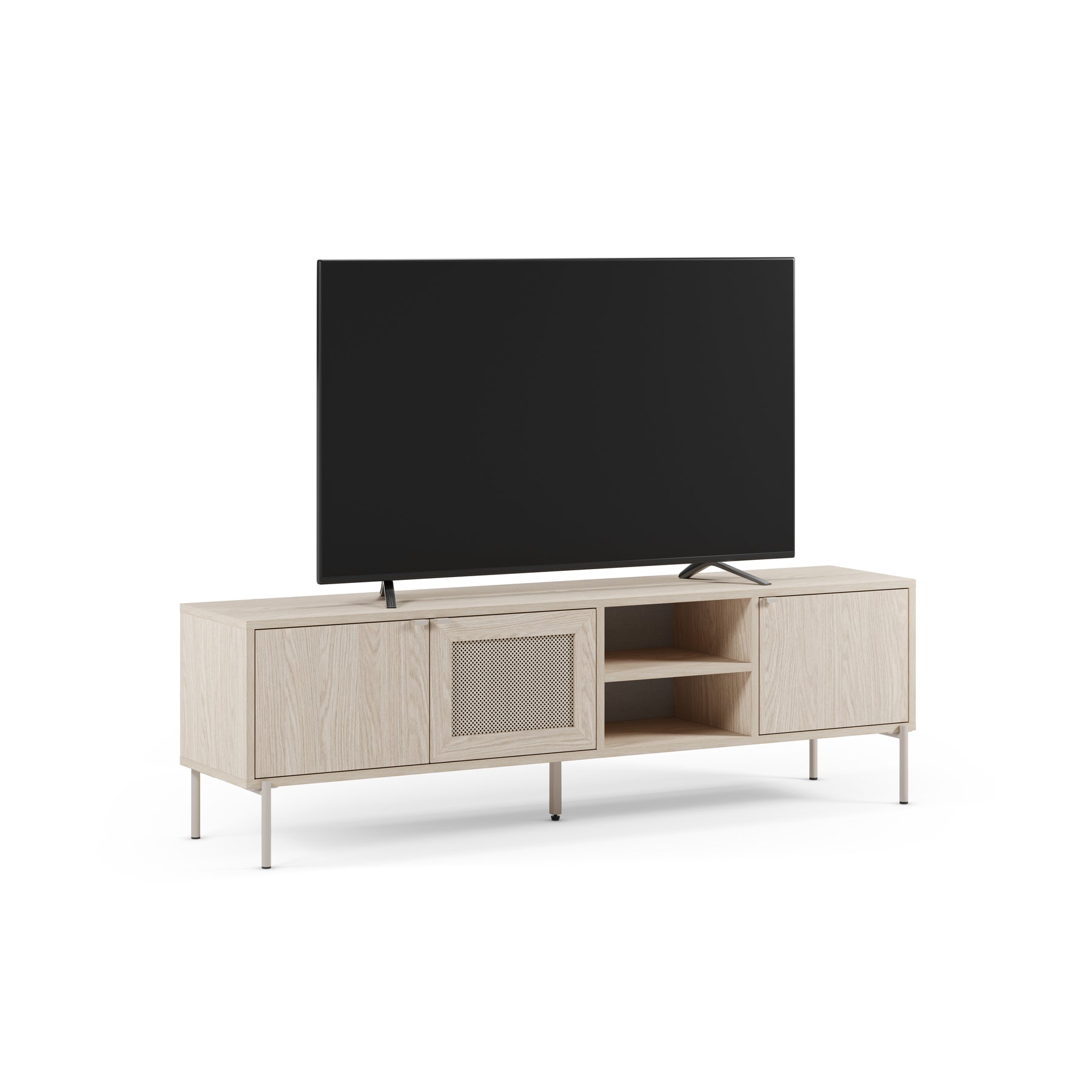 Mobile TV 3 ante rovere con gamba in metallo Hinti 164x50 cm