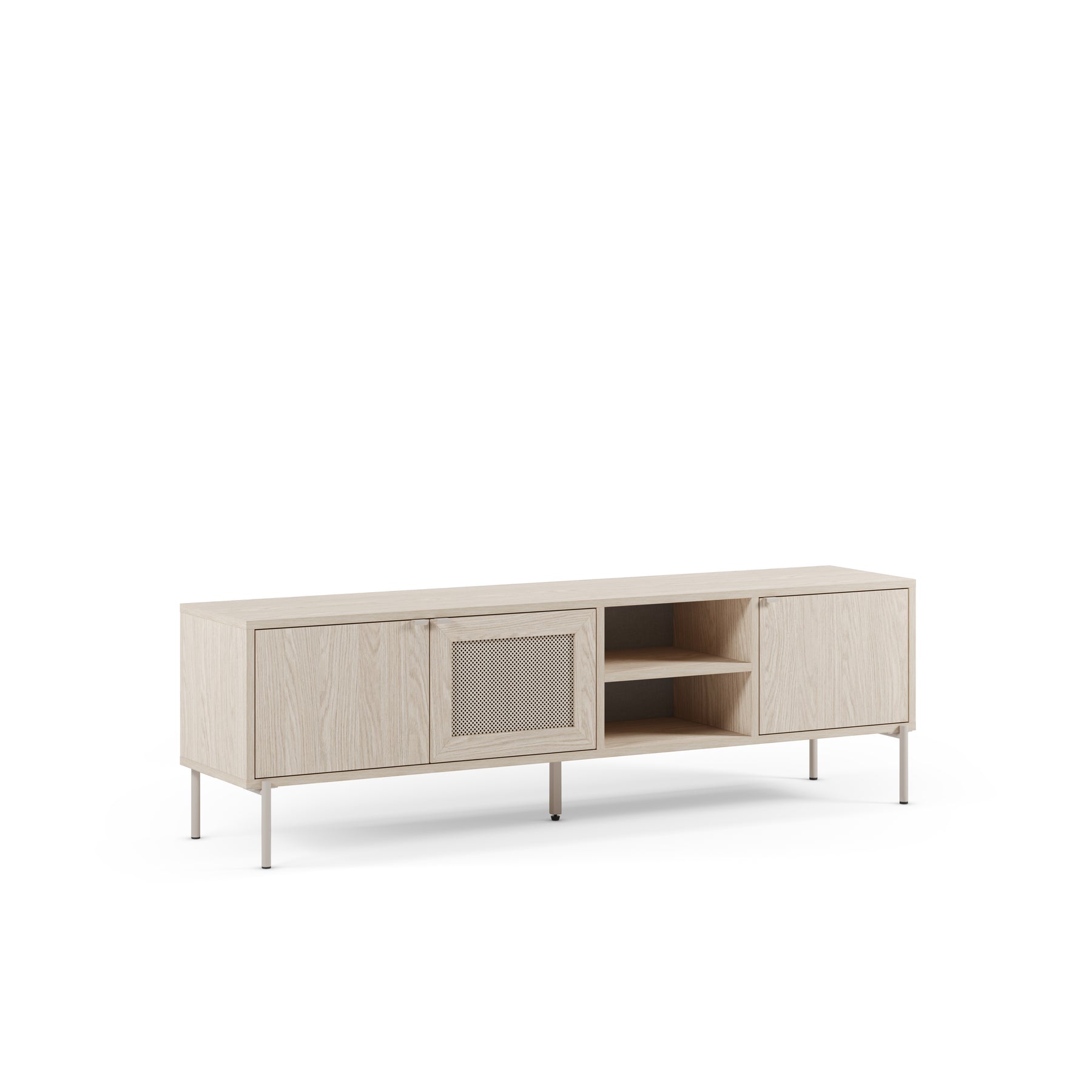 Mobile TV 3 ante rovere con gamba in metallo Hinti 164x50 cm