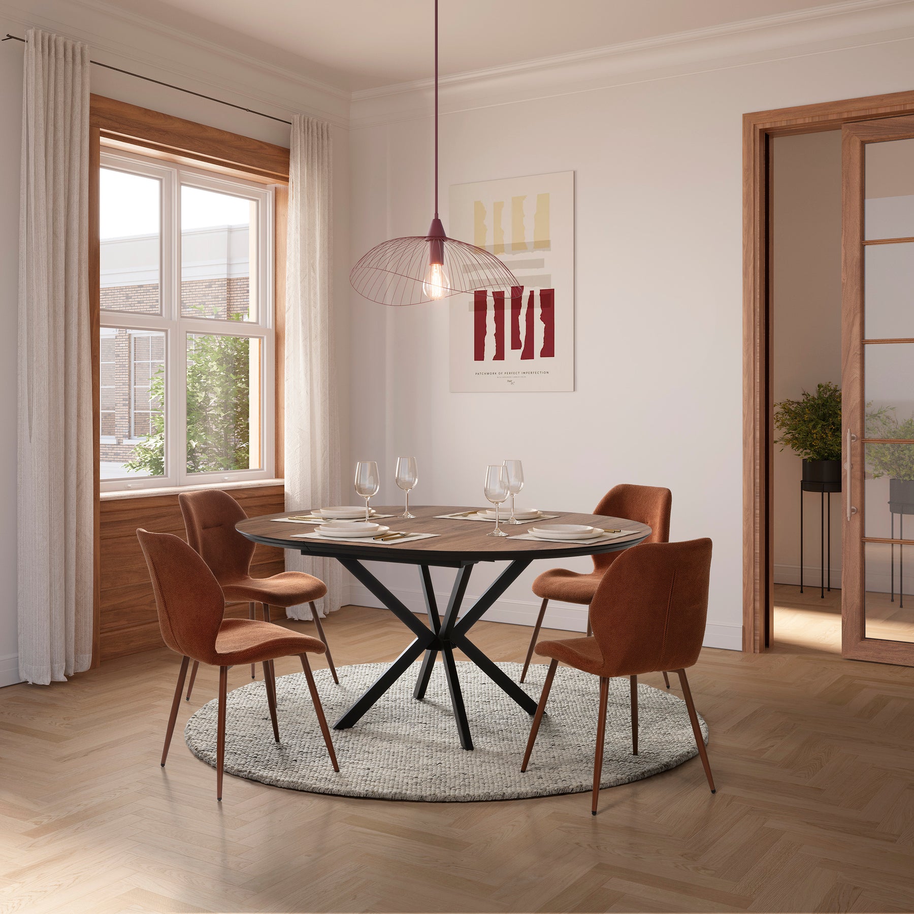 Set di 4 sedie con gamba in metallo Quinn 58x49 cm