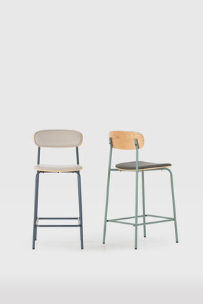 Set di 2 sgabelli con gambe in metallo blu Barly 50x95 cm