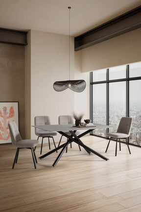 Tavolo rettangolare con gamba in metallo nero Saky 160x75 cm